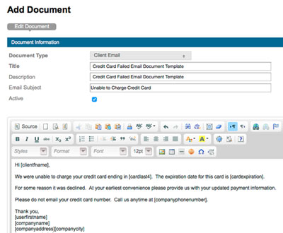 document template screenshot
