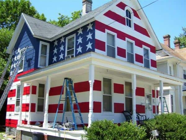flag painted on house