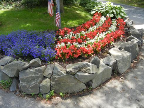 flowers arranged into a flag