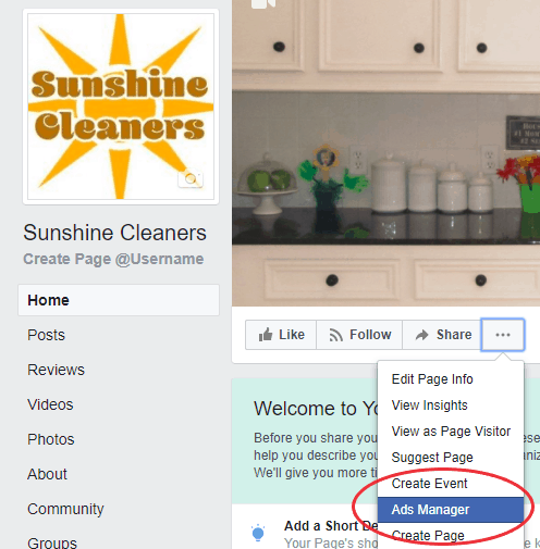 Get to Ads Manager on Facebook