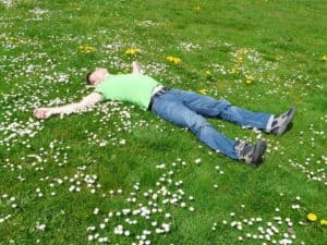 employee resting in the lawn