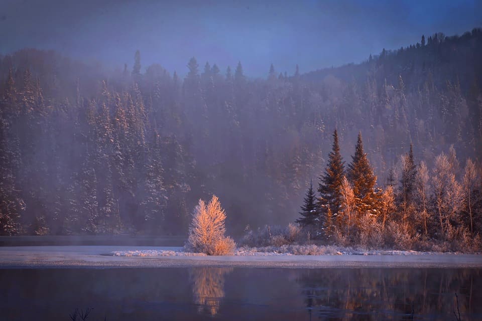 Mountain Reflections Snow Winter Landscape Cold