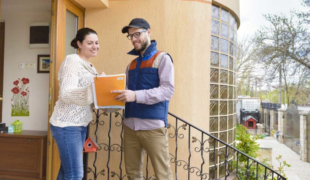 man selling door to door