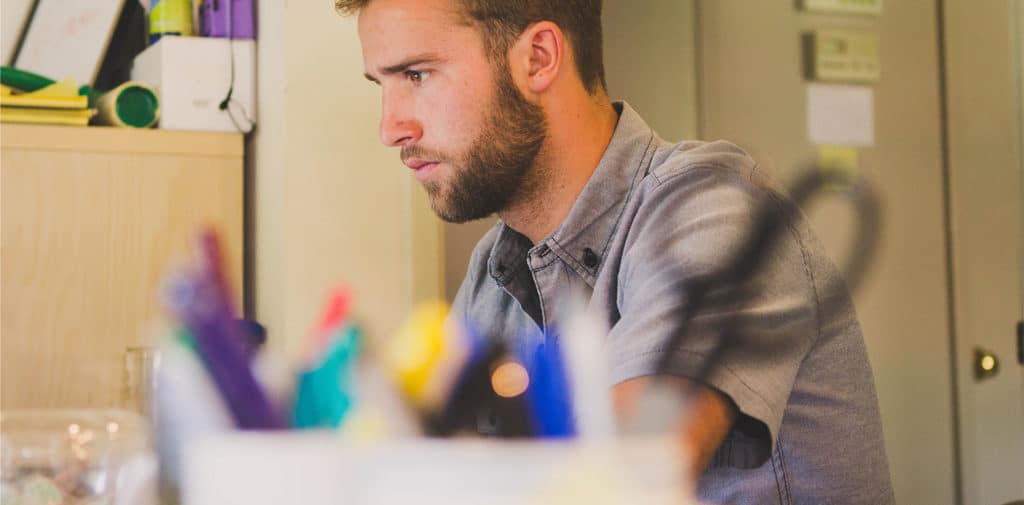 man working in office