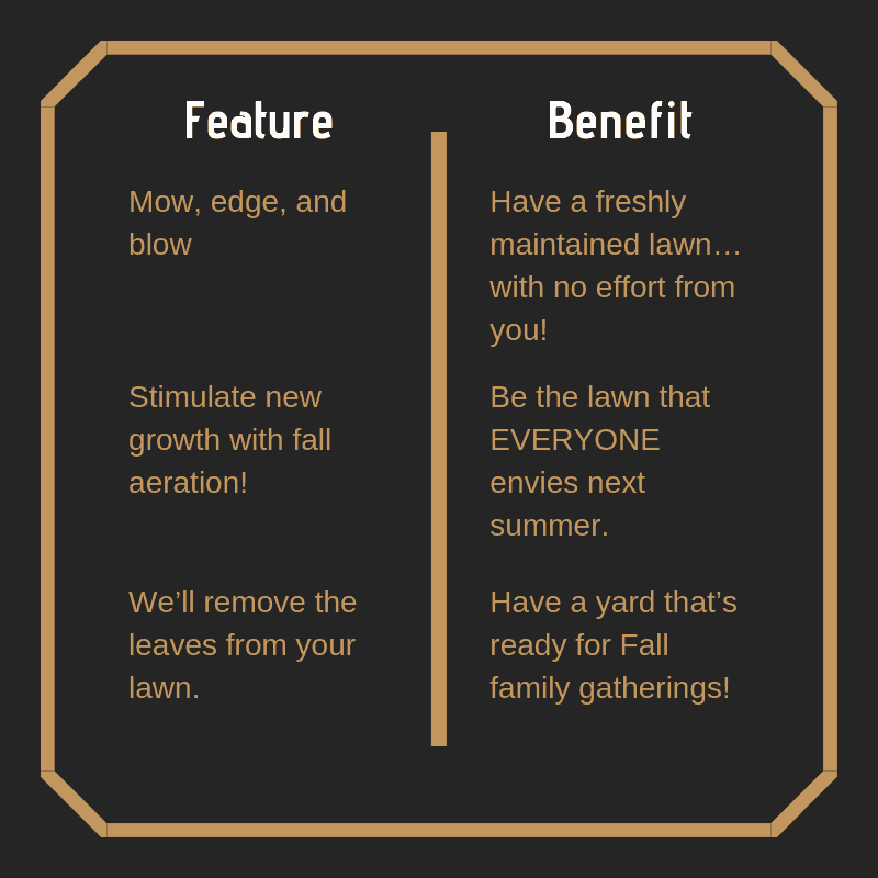 upsell fall lawn services with benefits not features