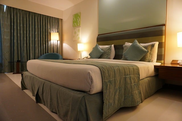 Clean hotel room and bed